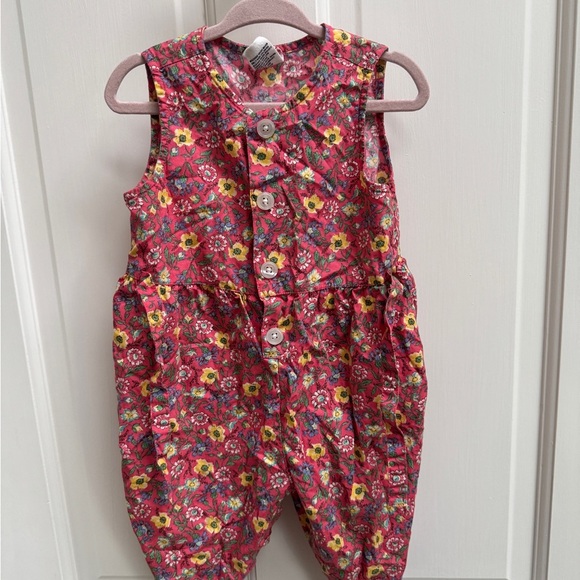 Baby Gap 6-12M Pink Floral Tank Top Girls Jumpsuit - Picture 3 of 5